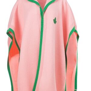 Pink and Green Knit Poncho